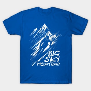 Big Sky Montana Skiing Graphic Art T-Shirt